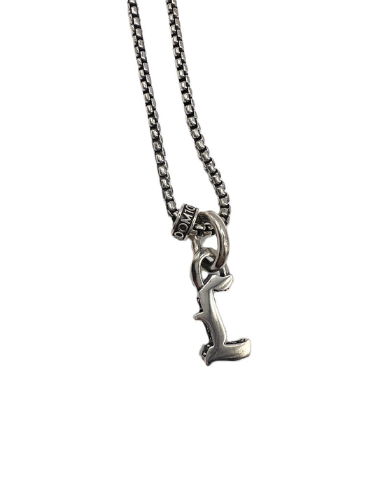 STERLING SILVER INITIAL LETTER "L"PENDANT IN OLD ENGLISH WITH CHAIN /PROTOTYPE