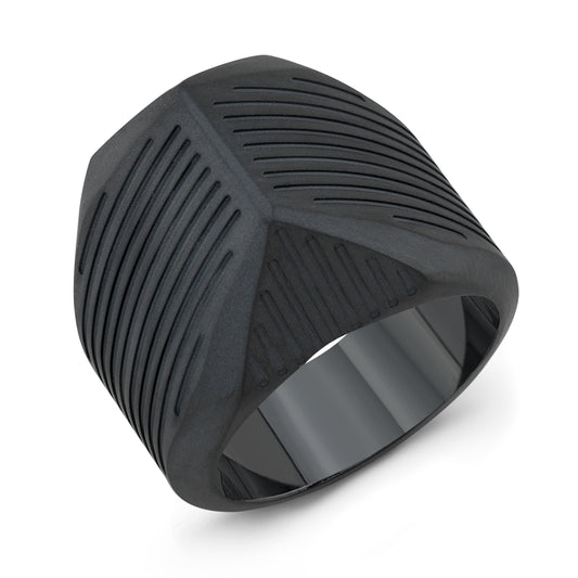 STRIPED TALON RING IN BLACK TITANIUM