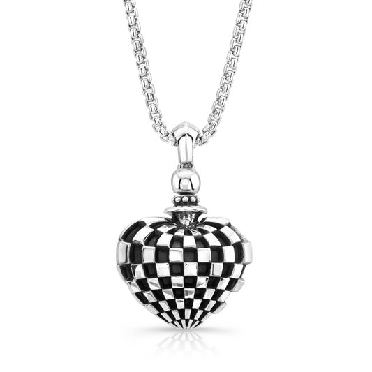 Sterling Silver -Large Checker Heart Pendant/Archive