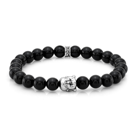 8mm Agate Buddha Bead Bracelet