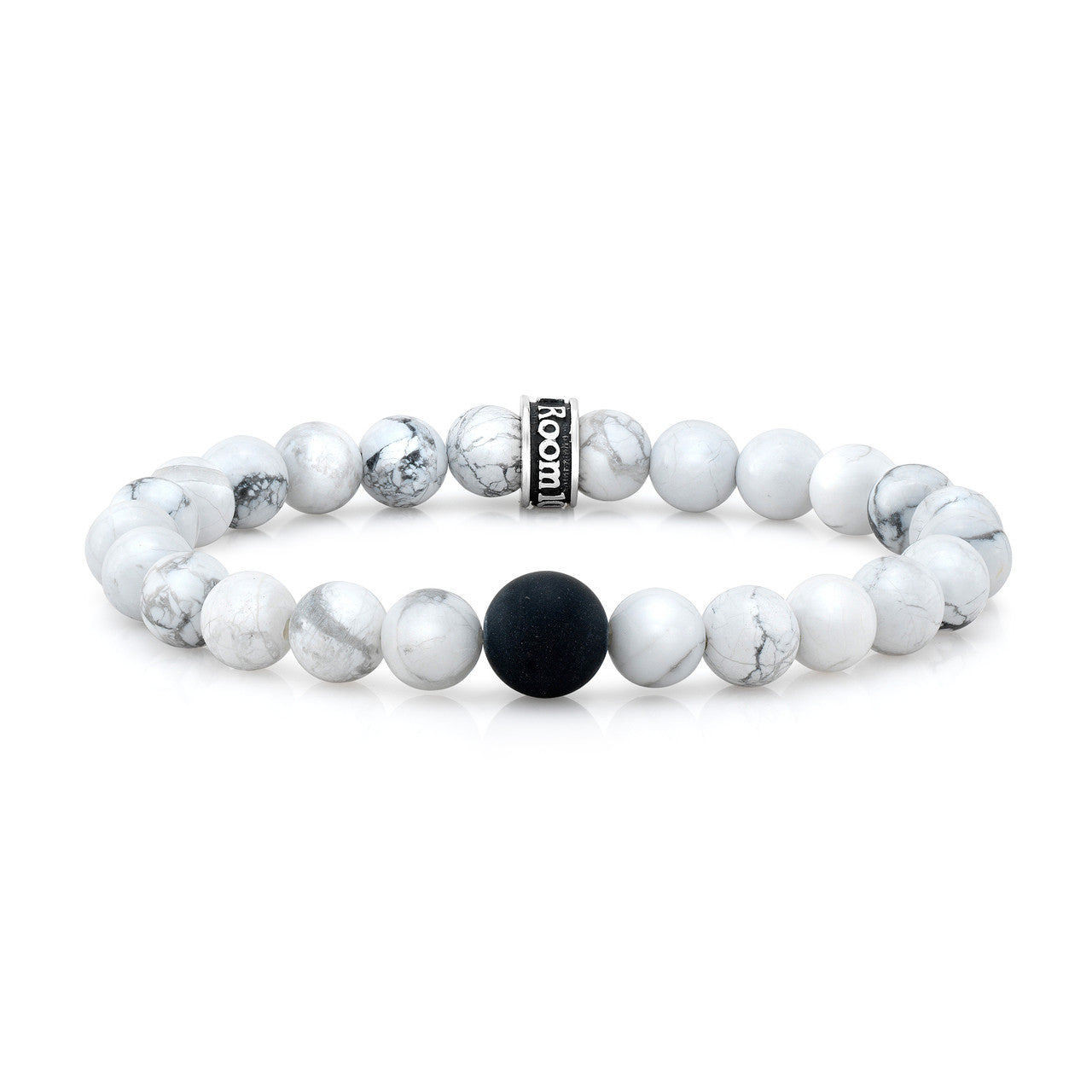 8mm Howlite & 10mm Satin Black Agate Bead Bracelet