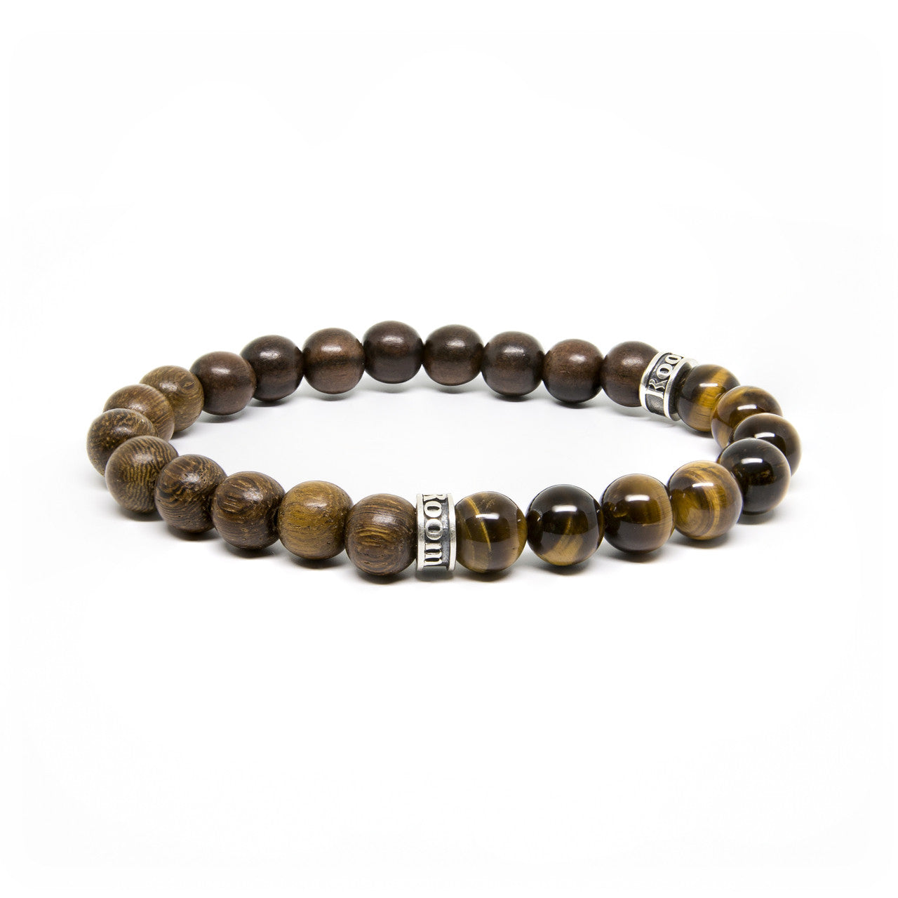 8mm Wood & Tiger Eye Bead Bracelet