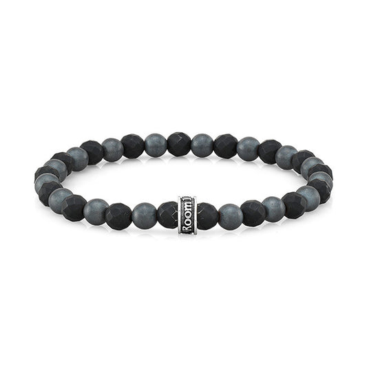 6mm Agate and 6mm Hematite Bead Bracelet