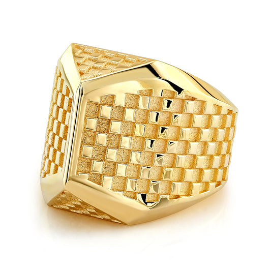 Gold Checker Talon Ring