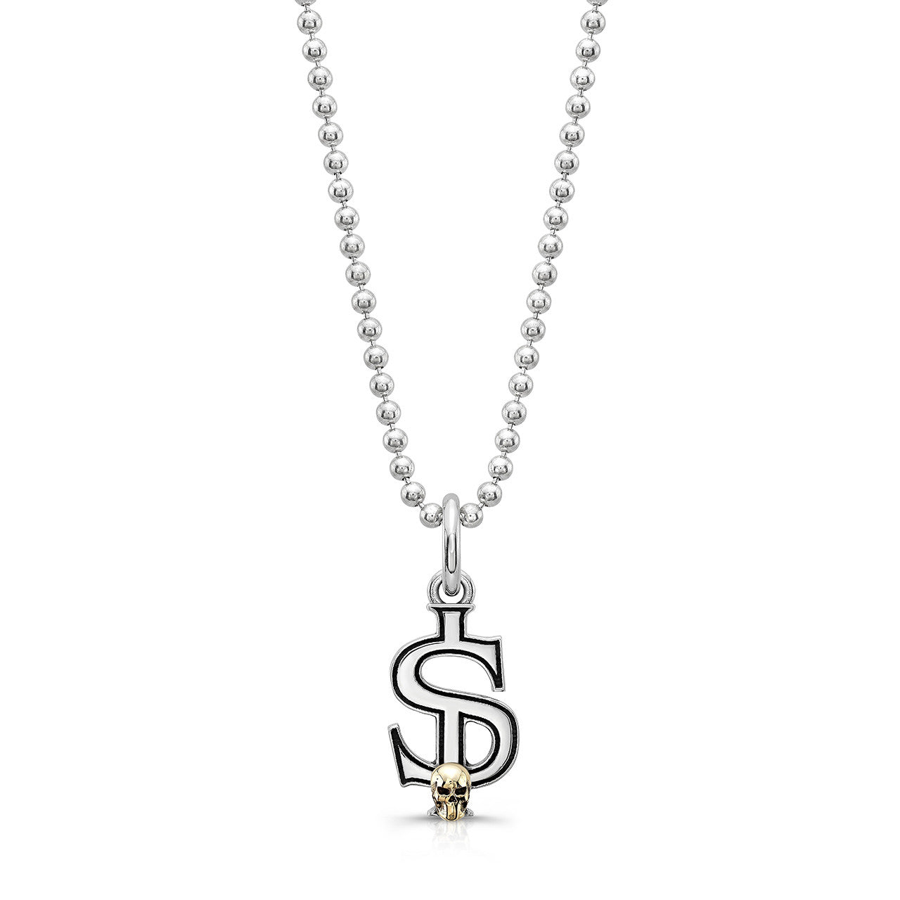 Sterling Silver Currency Pendants with Gold Skull