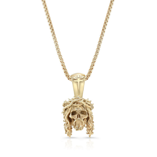 14k Gold Small Jesus Skull Pendant