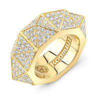 18K Gold Pyramid Ring With Micro White Diamonds