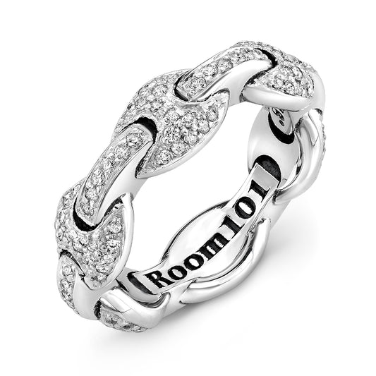 White Diamond Link Ring