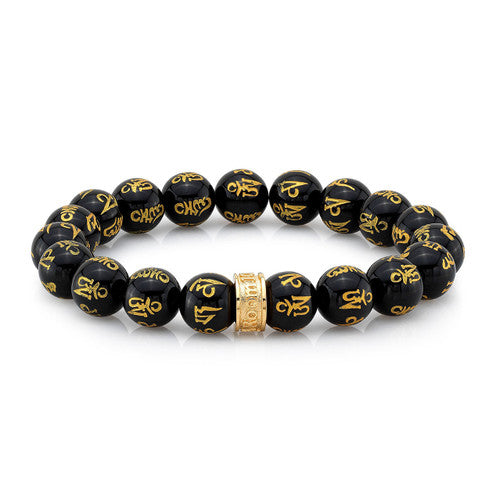 Polished Agate OHM Bead Bracelet