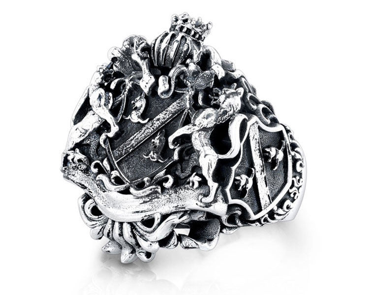 Custom Sterling Silver Family Crest Ring