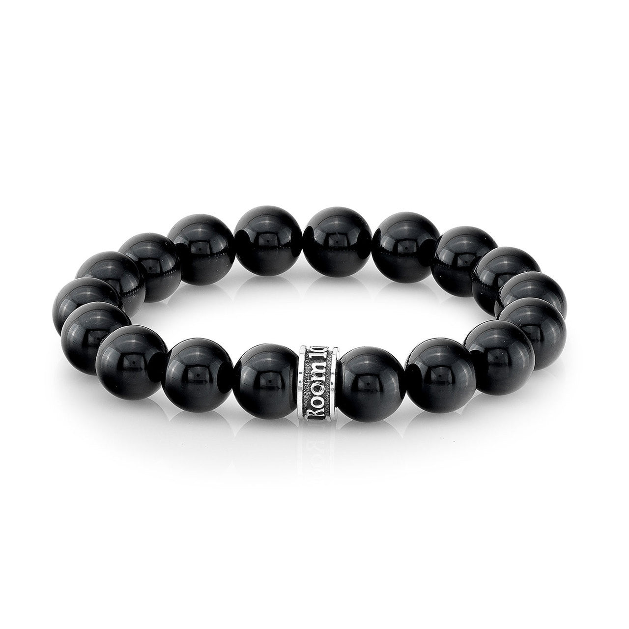 Polished Black Agate Bead Bracelet