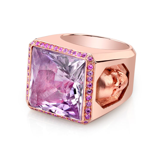 Rose Gold Block Ring With Skull