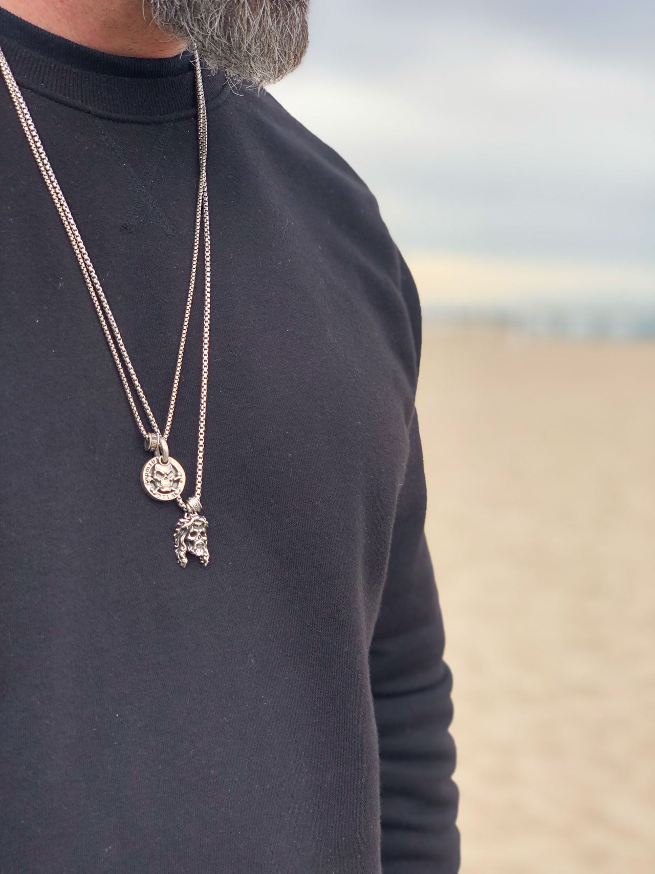 Jesus Skull Pendant  Sterling silver