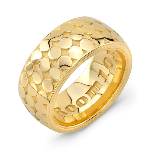 Coaster 9mm 18K Gold Wedding Band